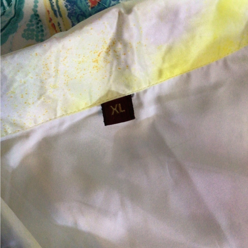 Xl Yellow Print long Sleeves shirt  Dress   (0163) - Picture 3 of 7
